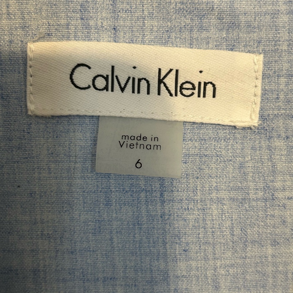 Calvin Klein | Light Blue Belted Midi Dress | Size 6 - Picture 2 of 6